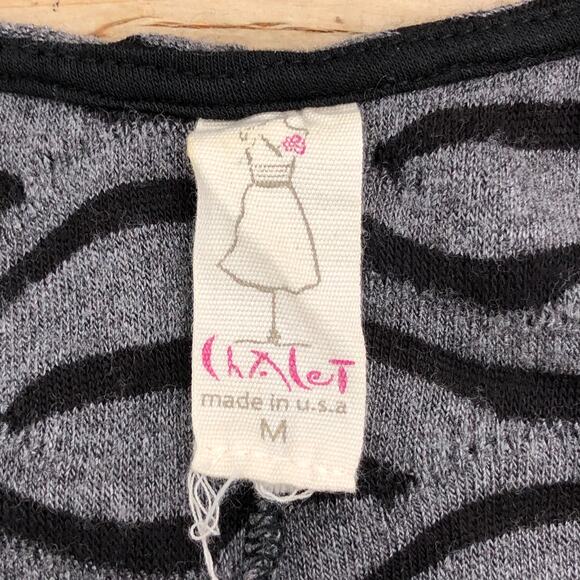 Chalet Et Ceci Womens Size M Dress Tank Scalloped Textured Black Gray USA Made - Picture 12 of 15